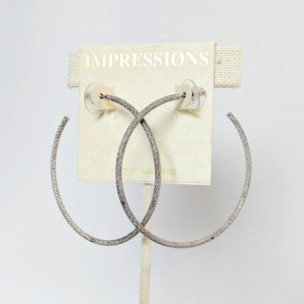 Impressions Silver Glitter Large Hoop Earrings